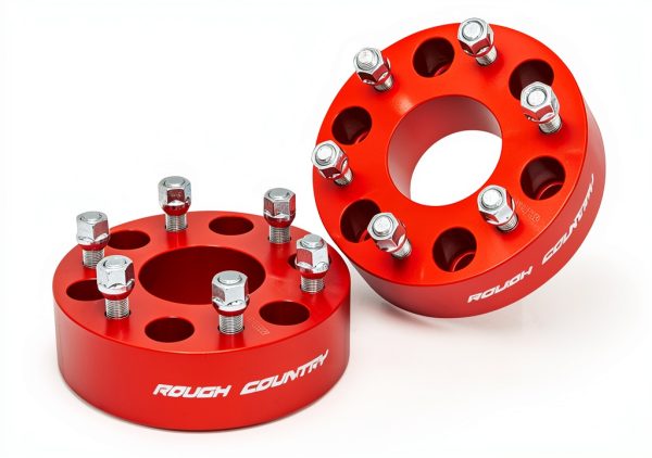 2" Wheel Spacer Rough Country 1101RED Machined Aluminum Pair-0